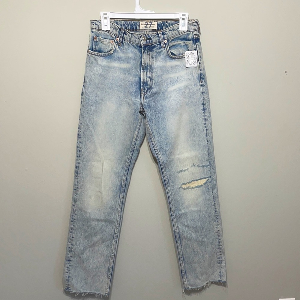 Free People light wash straight leg jeans